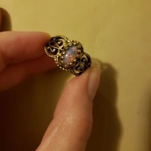 Antique Gold Bronze Fire Opal Ring